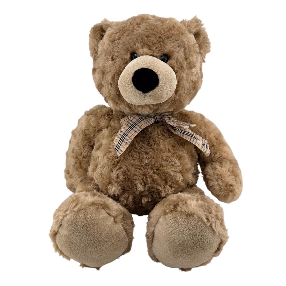 Ganz Kirby Teddy Bear Classic Ultra Soft Curly Plush Fur Plaid Bow H13812 Plush